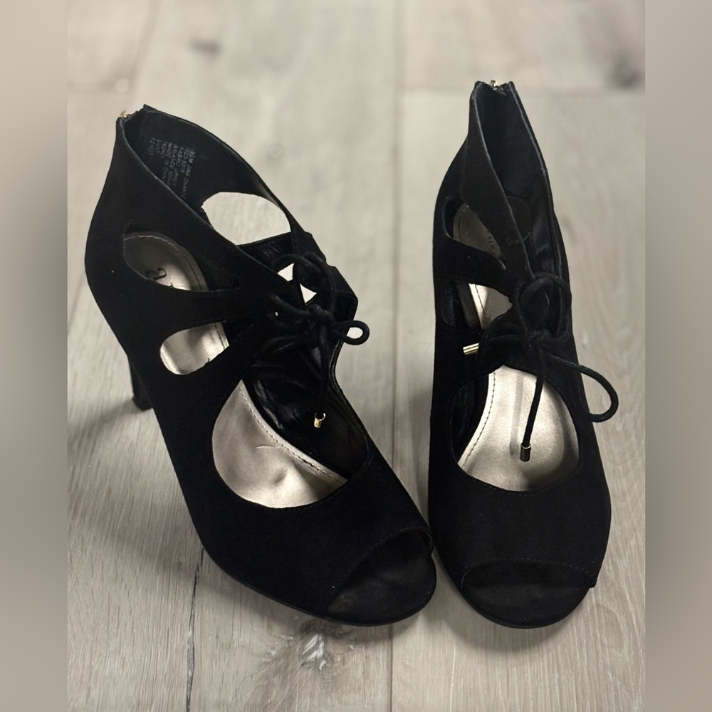 a.n.a Black Lace-Up Heels